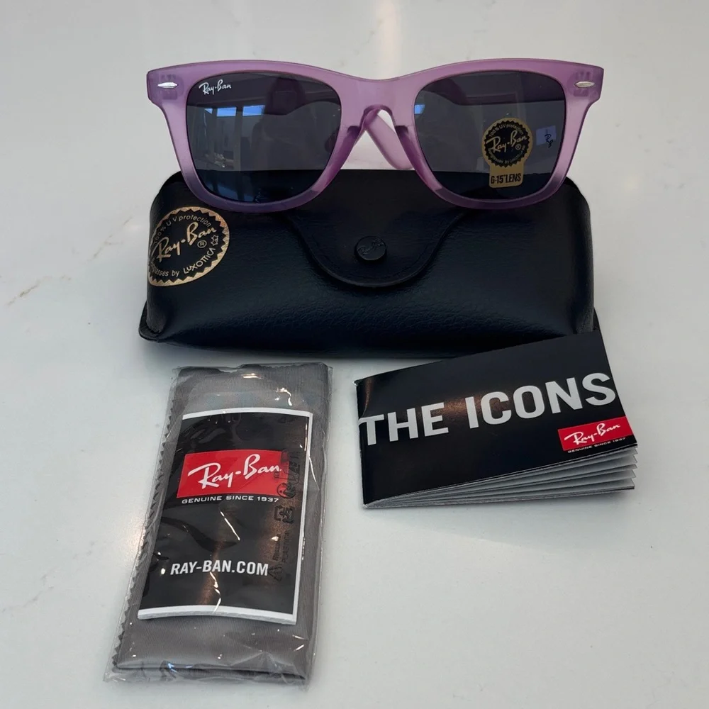 Ray‑Ban Purple Original Wayfarer Sunglasses with Case NWT - Picture 9 of 14